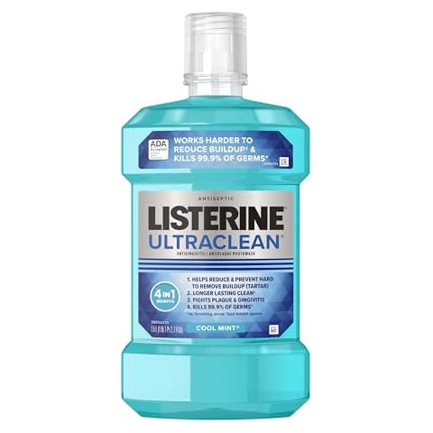 Listerine Ultraclean Oral Care Antiseptic Mouthwash, Everfresh Technology to Help Fight Bad Breath, Gingivitis, Plaque & Tartar, ADA-Accepted Tartar Control Oral Rinse, Cool Mint, 1.5 L Cover