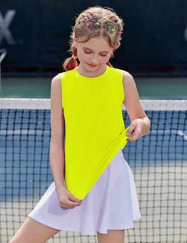 Image of Zaclotre Girls Athletic Tank Tops High-Low Hem Loose Fit Summer Top Kids Sleeveless Sport Shirts 5-14 Years