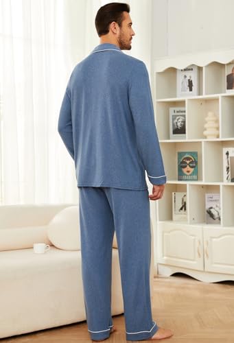 U2SKIIN Mens Ultra Soft Pajama Set, Stretch Long Sleeve Lounge Pjs Button-Down Lightweight & Cozy Sleepwear3