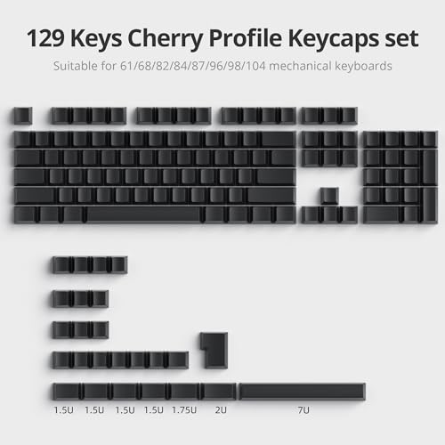 Image of Owpkeenthy Blank Black PBT keycaps Custom Cherry Profile 1.5mm Thick ANSI ISO Minimalist Keycap Set for 60% 65% 75% Fullsize MX Switches Mechanical Keyboard (Blank Black)