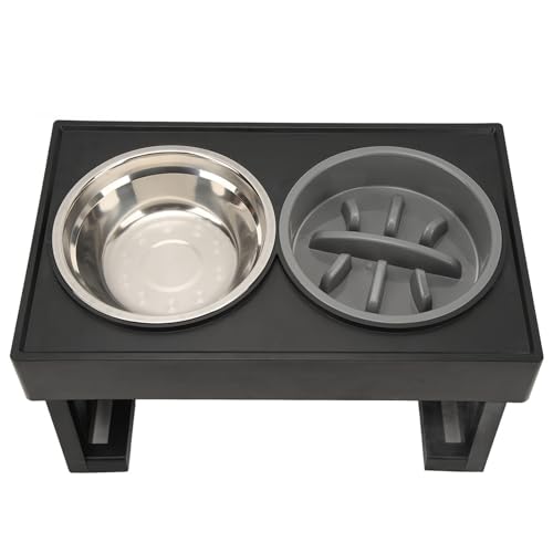 Elevated Dog Feed Bowls Elevated Dog Bowls with Stainless Steel Dish Height Adjustable Prevent Slip Raised Dog Slow Feeder