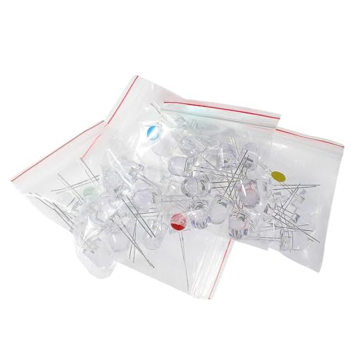 50PCS/Lot 10MM LEDs Light Emitting Diodes Kit, 10MM Transparent LED Assortment Set Red Yellow Blue Green White, 5 Colors*20pcs New for Arrival 2025 High for Quality