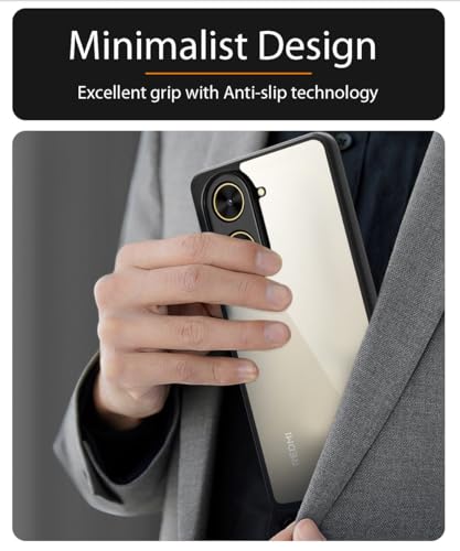Image of WOW IMAGINE Shockproof Hybrid Back Cover for Redmi A5 | Poco C71 | Hard Slim fit Back Case | PC & TPU | Clear Transparent Case - Black