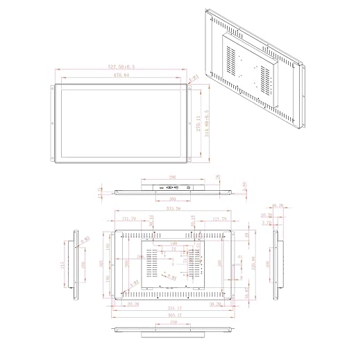 Image of VSDISPLAY 21.5'' 1920x1080 Industrial Touch Monitor IP65 Front Waterproof | IPS LCD Display,10-Point Capacitive Touch, with H /D VGA Interface for Industrial Outdoor Kiosk Use