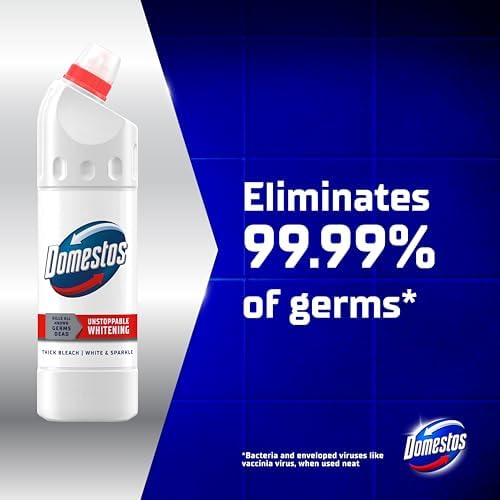 Domestos White & Sparkle Thick Bleach disinfectant that eliminates 99.99% of bacteria and viruses* unstoppable whitening power 750 ml - View 6