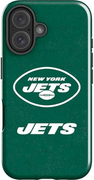 Skinit Impact Phone Case Compatible with iPhone 16 - Officially Licensed NFL New York Jets Black & White Design