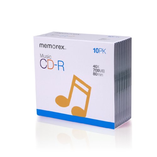 Memorex 700MB 80-Minute 40x Music CD-R Media (10-Pack with Slim Jewel Cases)