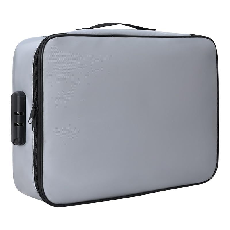 Lyxtiorn Fireproof Document Box Waterproof A4 Document Organizer Storage Folder for Important Papers Certificates Secure Safe Bag Case with Lock