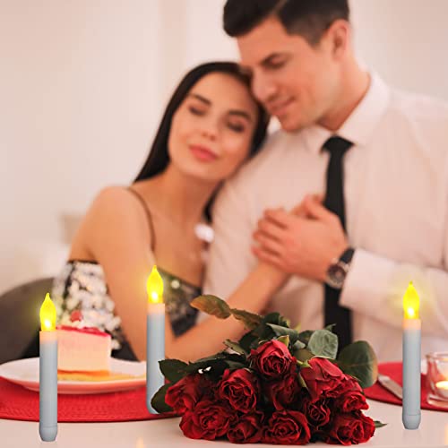 Image of Macarrie 108 Pieces Flameless LED Taper Candles Battery Operated Candles, Flickering Light Electric Handheld Candlesticks, Halloween Christmas Church Party Weddings Decoration(White)
