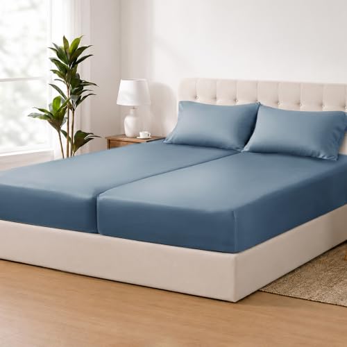 Image of ACCURATEX Cooling Sheets for Hot Sleepers, Split King Size, Dusty Blue