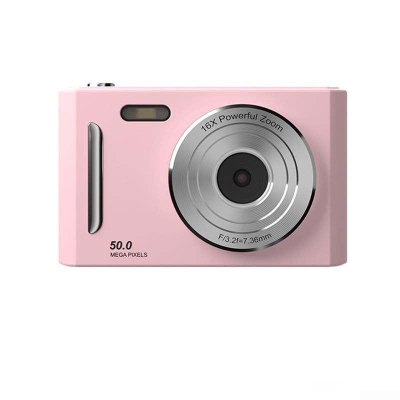Cámara digital 4K, cámara fotográfica portátil compacta retro, zoom digital de 8X, pantalla IPS de 2.4 pulgadas, cámara portátil para viajes y selfies de nivel de entrada (rosa)