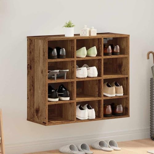 Rangement à chaussures peu encombrant avec étagère bois rustique - 2