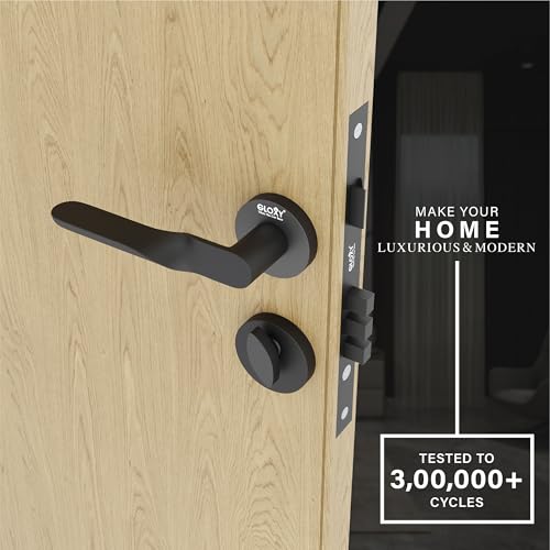 Image of GLOXY Mortise Door Locks for Main Door, Doorset for Bedroom, Mortise Door Lock Set, Door Lock Handle Set with 3 Brass Key for Home, Kitchen| Black Finish (2 Years Warranty, Pack of 1)