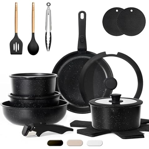 Kikcoin 20 Pcs Non-Stick Cookware Set Cover