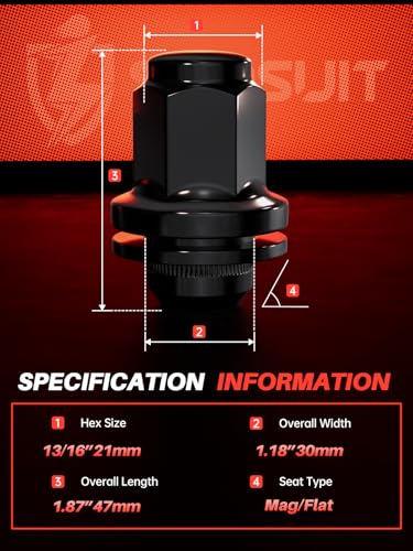 Image of Sposuit 24 Pcs M12x1.5 Black OEM Factory Lug Nuts, for Toyota, 37mm Length