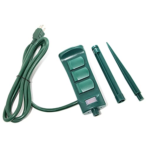 6 Outlet Green Color Double Sided Outdoor Power Strip, Yard Power Stake Weatherproof Cover And On/Off Switch,6 Ft Long Extension Cord , Weather Resistant, Etl Certified #TOP1