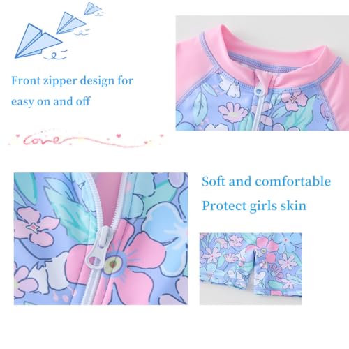Image of UMELOK Girls Long Sleeve Rash Guard One Piece Swimsuits with UV Protection Sunsuit