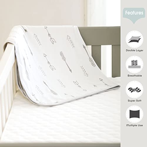 Image of GRSSDER Baby Blankets Super Soft Jersey Knit Swaddle Blanket for Baby Girls and Boys, Double Layer Receiving Blankets 34 x 44 Inches Extra Large for Baby Swaddling, Simple Arrow