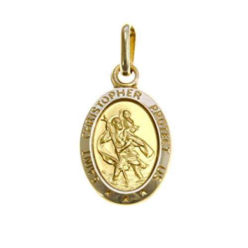 Alexander Castle Médaille de Saint Christophe en or 9 carats 1 g avec boîte de présentation Inscription « Saint Christophe Protect US » est gravée autour du pendentif