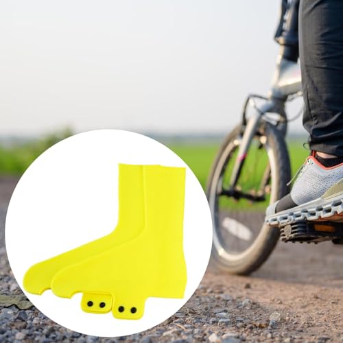 Cubrecalzados impermeables y antideslizantes de silicona para ciclismo, 2 piezas, amarillos, talla S miniatura 4