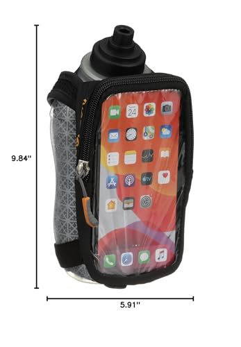 Nathan SpeedDraw 2 Insulated Handheld Running Water Bottle Flask 18oz – Double-Wall Insulation, Ergonomic Grip, Blast Valve Cap, Phone & Key Storage Pockets, Reflective Design - Image 3