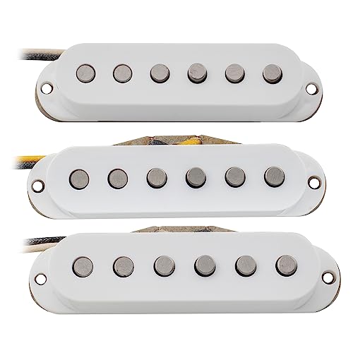 The Revival Pickups RPS2 Grey Bottomed Blues Vintage Style Alnico 5 Single Coil Neck Middle Bridge Pickups Set for Strat Style Electric Guitar White - Image 4
