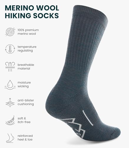 Image of Merino Wool Socks for Men and Women Hiking Merino Wool Boot Socks Thermal Warm Crew Style Work