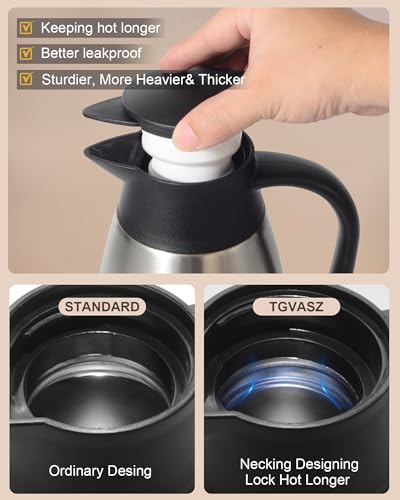Image of 70Oz Thermal Coffee Carafe for keeping hot, 2 PCS Updated Carafe for hot liquid, Insulated Coffee Carafe Stainless Steel Thermal Pot for Coffee, Hot Water,Keep Hot 12 Hours (silver+silver)