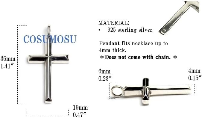 COSUMOSU 1.41-Inch Cross Pendant 925 Sterling Silver – Medium Size Religious pendant for Women and Men, Church Jewelry Gift - Image 6
