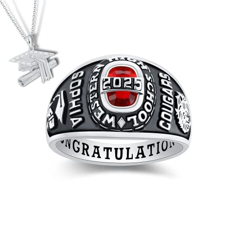 Pjm Customized Sterling Silver Or 10 Kt Gold Ladies High School And College Class Ring – Royal Collection – Fully Personalized - Mementos Jewelry (Solid 10 Kt White Gold) #TOP14
