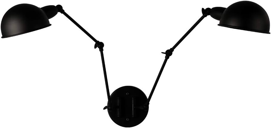 Best Deal Cheap 🛒 JEUNEU Long-Arm Double Headed with Switch Plug in Wall Light Sconces Industrial Swing Arm Wall Two Lights Adjustable Bedroom Living Room Office Lighting Fixture