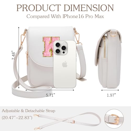 Image of Viverte Crossbody Purse for Teen Girls Small Initial Cell Phone Toddler Purse Leather Triple Compartment Crossbody Bags