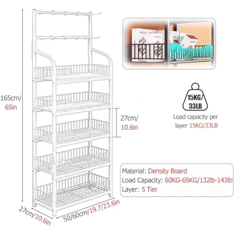 Potato Chip Retail Display Racks, Metal Floor-Standing Snack Candy Stand with 10 Hooks, 4-Tier Merchandise Organizer Shelves for Store Supermarke Store Bakery ( Color : 5 Tier Black , Size : 50x27cm/1