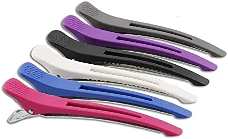 6Pcs/set Pinup Plastic Duck Bill Hair Clips for Sectioning Hair - Professional Non Slip Silicone band Clips Salon DIY Accessories Hairpins Hairgrip for Women(Plastic & Metal Duckbill)