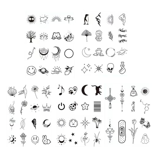 JJiaoLinin Tatuajes Temporales,77 Estilos Tatuajes Falsos Impermeable atuajes temporales para adultos Mujeres Hombres Niños Tatuajes Temporales Negros Tatuajes de Cuerpo Temporales Brazo Cuello