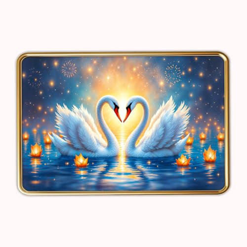 Image of Vastu Swan Pair Photo Frame, Gold, Slim, Sparkle Coated Lamination, for Living Room and Office, 18x24 Inch 53008
