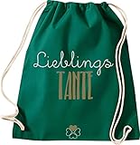 Shirtinstyle Turnbeutel, Lieblingsmensch Lieblings Tante, Gym Sack Tasche Beutel, Farbe Gruen