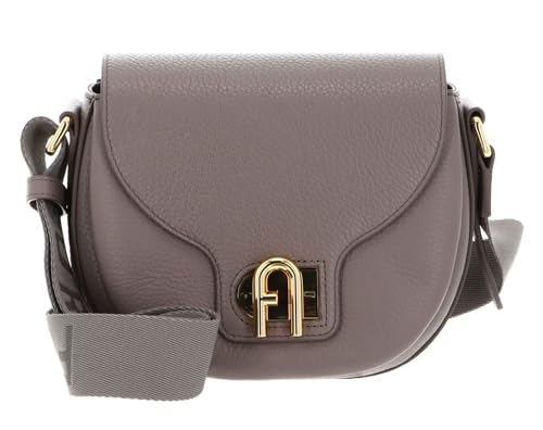 Sac à épaule Lotus Furla Stucco Gray, élégant sac bandoulière taupe en cuir pour femme