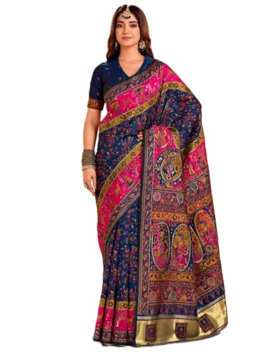 Image of Pandadi Saree Pashmina Silk Kashmiri Weaving Pallu Saree With Unstitched Blouse Piece