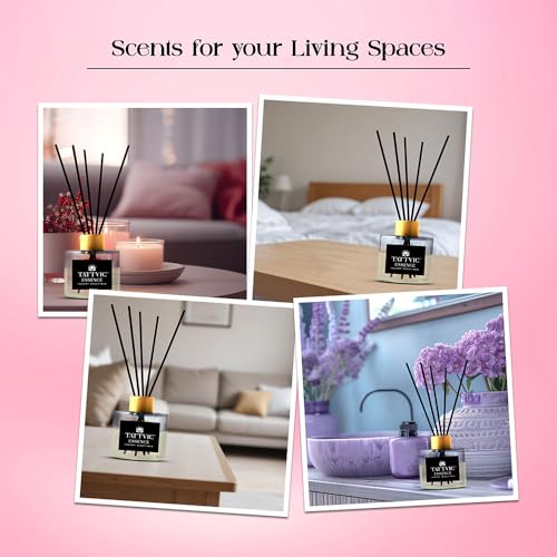 Image of Rose & Oud Reed Diffuser Set by Tattvic Essence | 6 Fiber Reed Sticks Free | Stress Relief & Aromatherapy | Long-Lasting, Smoke-Free Air Freshener for Bedroom & Bathroom | Ideal for Gifting | 120ml