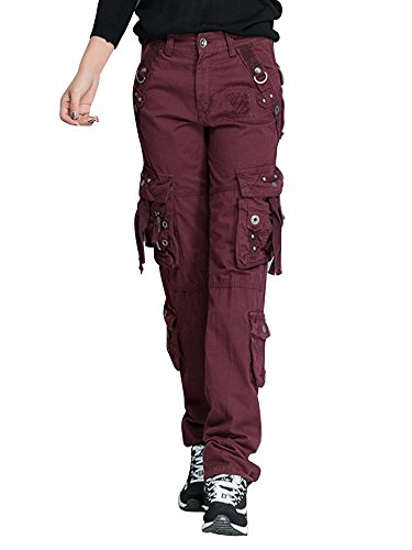 Pantalon cargo femme OCHENTA en coton avec plusieurs poches de combat