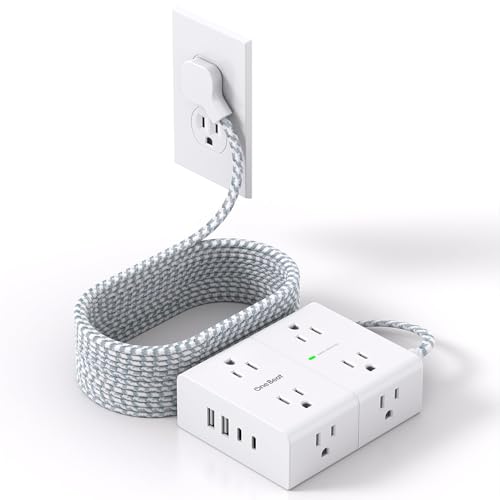 Surge Protector Power Bar 15 Ft Cord, Ultra Thin Flat Extension Cord with 8 Outlets 4 USB Ports(2 USB C), Flat Plug Power Bar, 15 Ft Long Braided Power Cord for Home, Office, Dorm  image 6