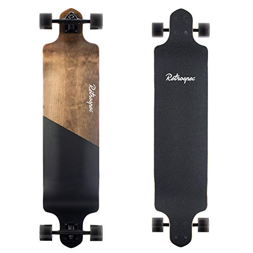 Retrospec Tidal 41-inch Drop-Down Longboard Skateboard Complete 41-Inch; Black (3503)