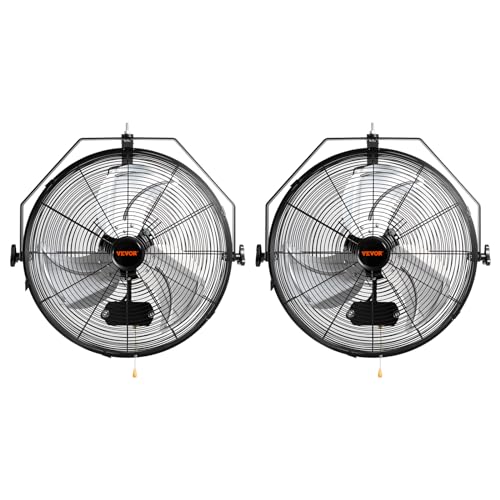VEVOR Wall Mount Fan, 2 PCS 18 inch Waterproof, 3-speed High Velocity Max. 4000 CFM Industrial Wall...