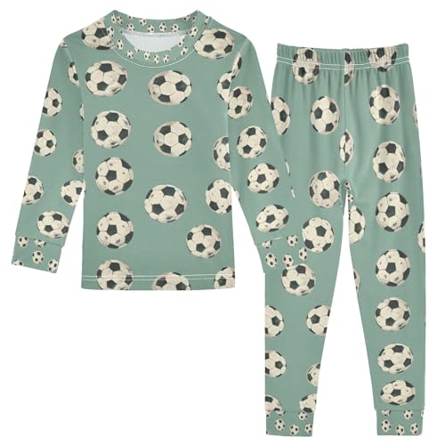 senya Vintage Soccer Ball Pajamas Set Long Sleeve Soft Cotton Sleepwear 2 Piece