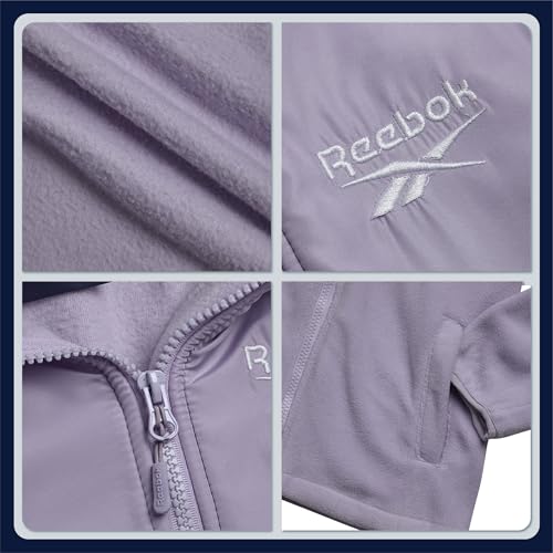 Image of Reebok Girls Fleece Jacket - Weather Resistant Lightweight Polar Fleece Line Zip Up Fleece Jacket for Girls Outerwear Coats