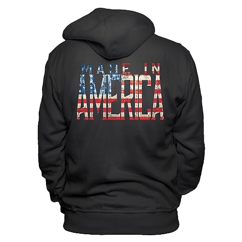 Vintage Goods Apparel Men's Graphic Zip Up Hoodie, Made in America - Patriotic American Flag Lightweight Jacket with Pockets