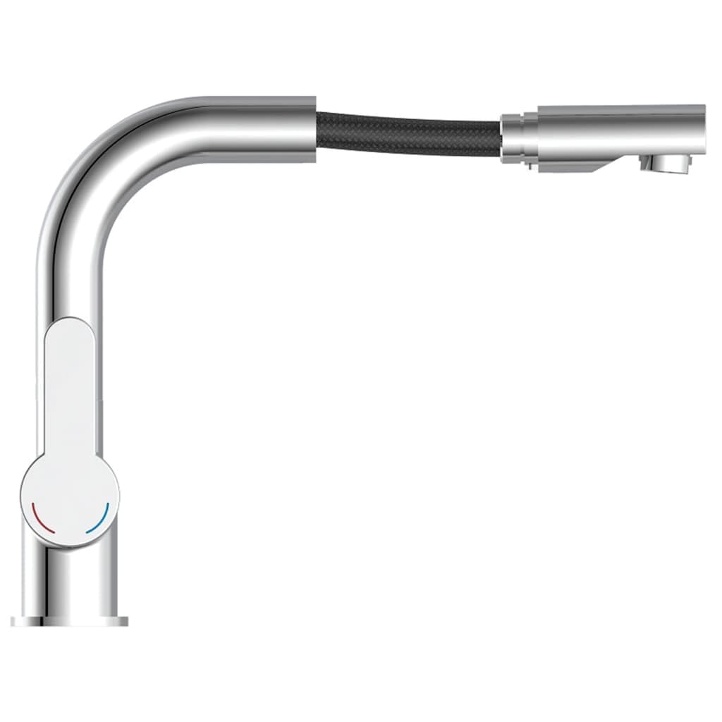 SCHÜTTE 79710 bateria umywalkowa London, bateria łazienkowa, jednouchwytowa z prysznicem i zestawem odpływowym, chromowana