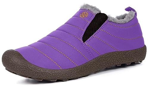 Image of Eagsouni Womens Mens Snow Boots Winter Slip On Shoes | Unisex Warm Fur Lined Slip-On House Shoes,Rubber Sole,Anti Slip,Water Resistant,Comfortable,Indoor Outdoor Daily Walking