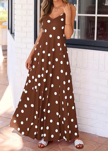 Image of KIRUNDO Womens Polka Dot Spaghetti Strap Flowy Maxi Dress